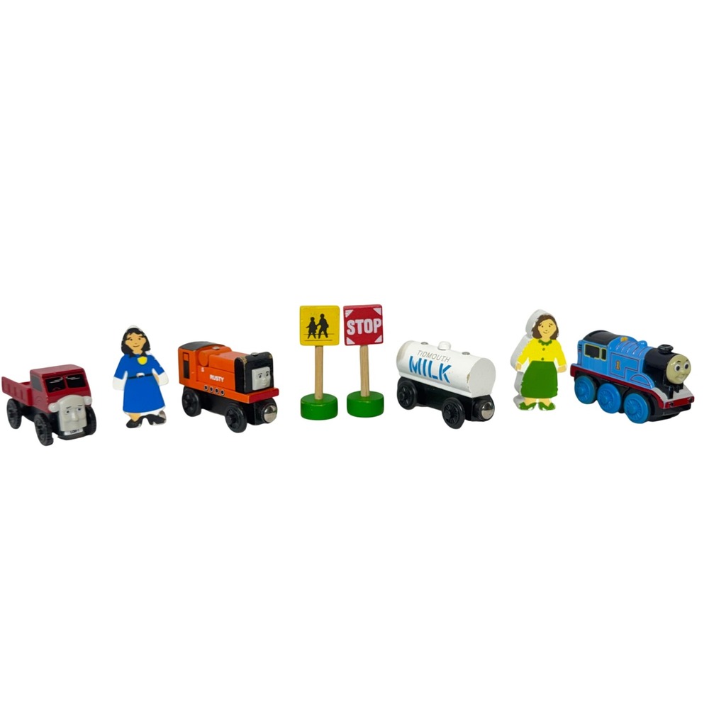 Learning Curve Thomas Friends Wooden Railway Train Lot Kids Mixed Wood Blue‎ Red